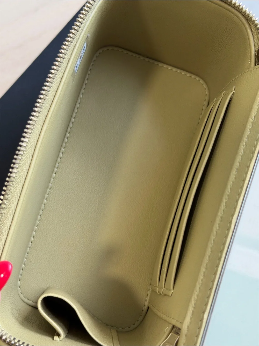 CHANEL Lambskin Pick Me Up Top Vanity Bag in Olive Green with Gold Hardware